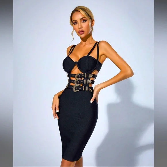 Dresses House Of Cb Belted Buckle Bandage Dress Poshmark - Main Image